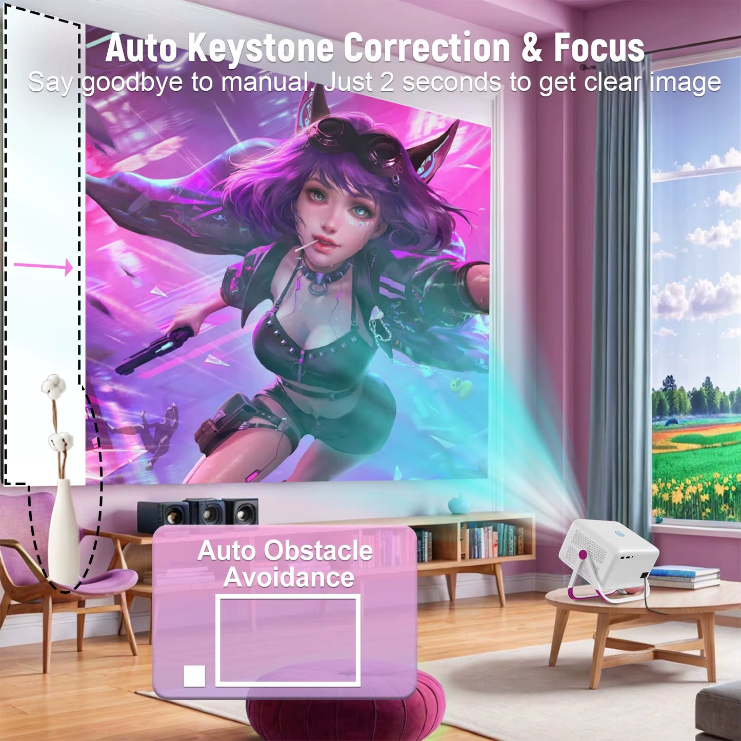 4K 1080P HD Projector 650 ANSI Auto Focus Android 11 H713 Wifi6 BT5.2 Portable Outdoor Video Smart Home Theater Projectors