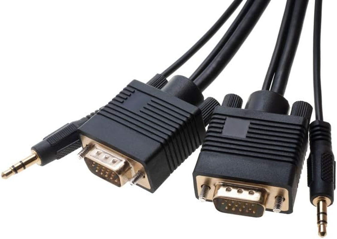 3FT SVGA + Audio Monitor Cable - Male to Male VGA to VGA 1080P for PC, Projector, Laptop, TV