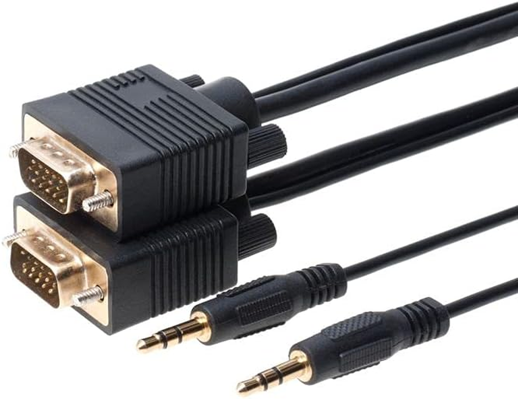 3FT SVGA + Audio Monitor Cable - Male to Male VGA to VGA 1080P for PC, Projector, Laptop, TV