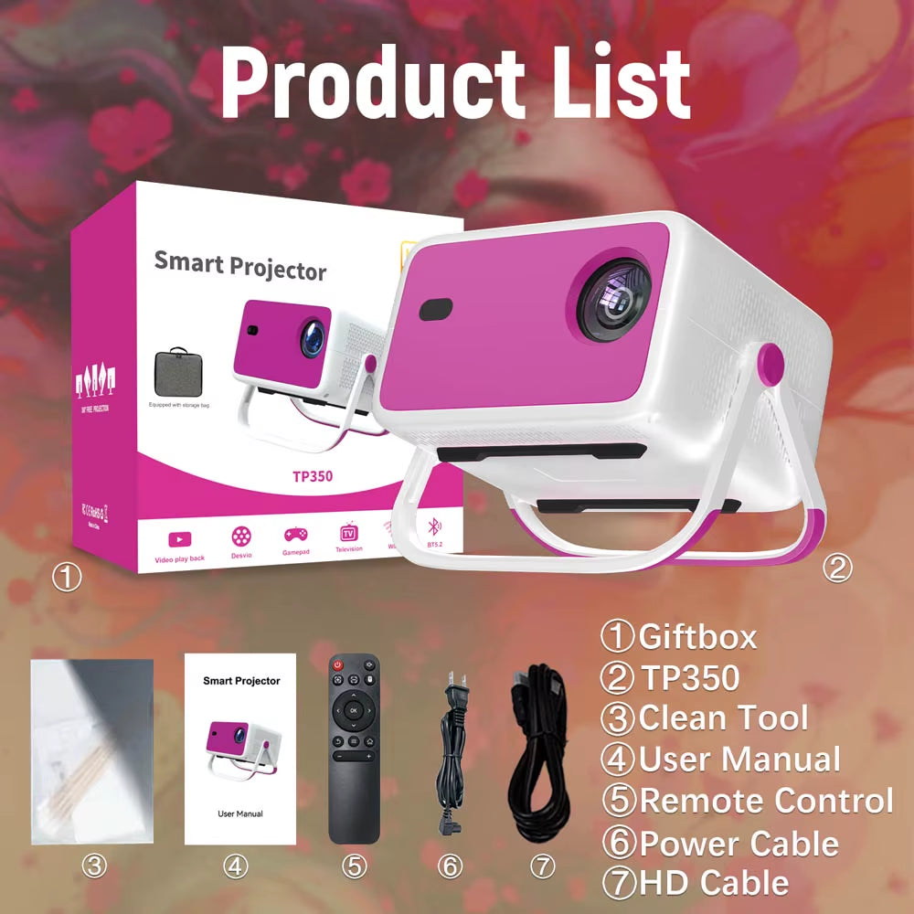 4K HD Projector 650 ANSI 1080P Auto Focus Android 11 H713 Wifi6 BT5.2 Portable Outdoor Video Smart Home Theater Projectors