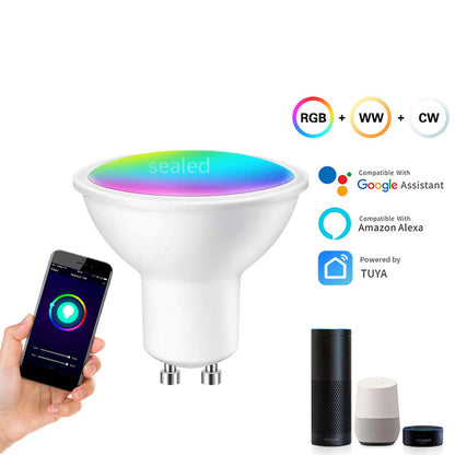 WIFI Smart Spotlight GU10 RGBCW Mobile Phone APP Dimming And Color Matching Support Alexa Speaker Control