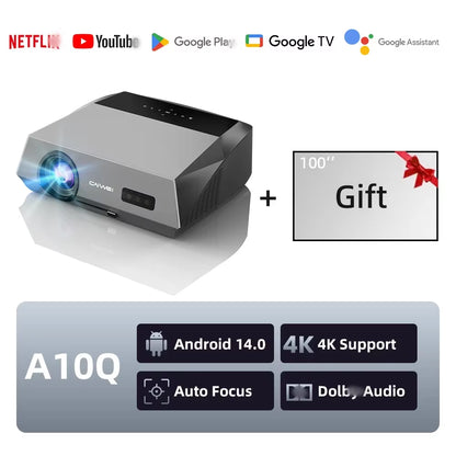A10Q Projector 4K Full HD 1080P Home Theater Google TV Wifi Smart TV Autofocus Netfli Beam Проектор for Outdoor