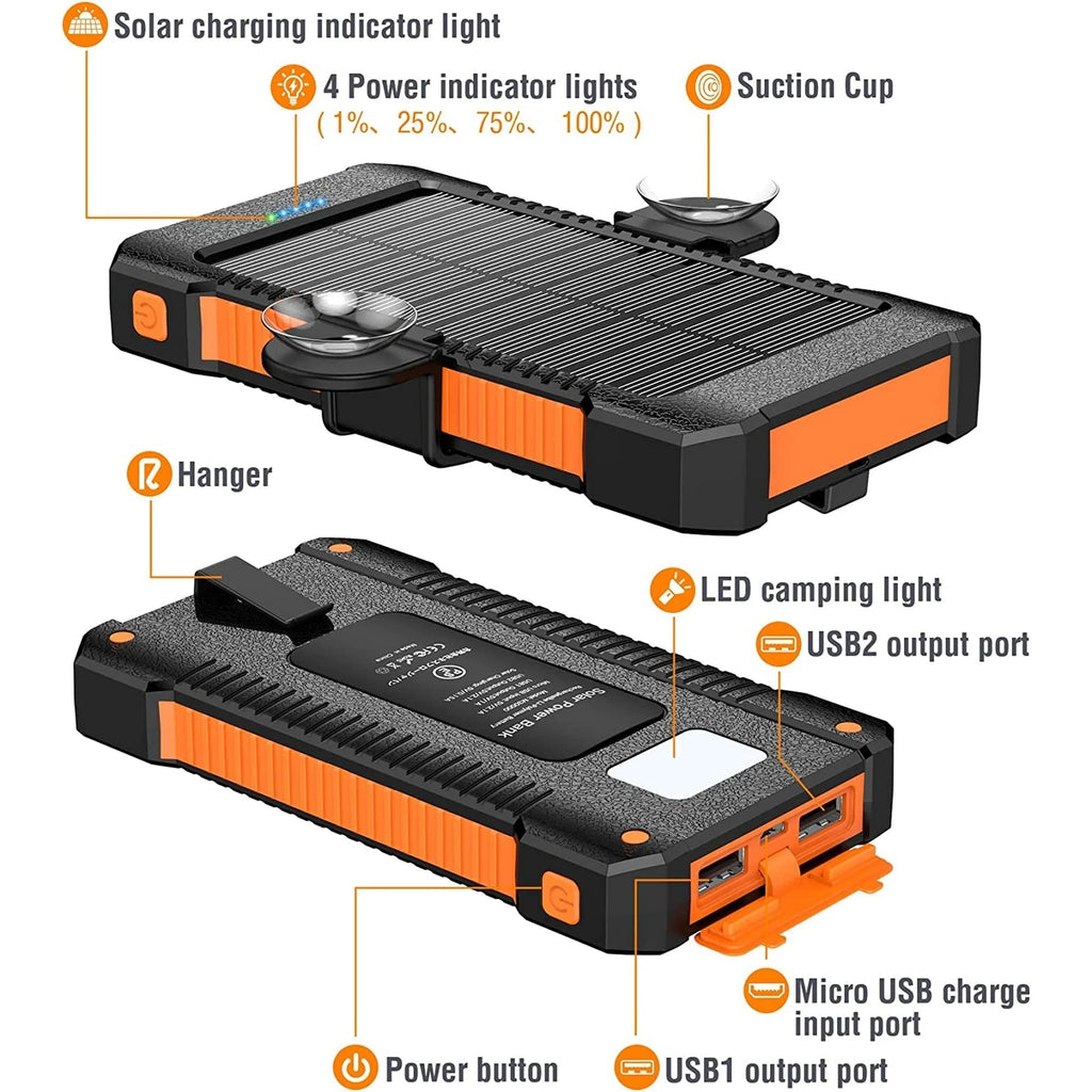 26800Mah Solar Power Bank, USB Portable Solar Charger Compatible for Iphone, Android Phone