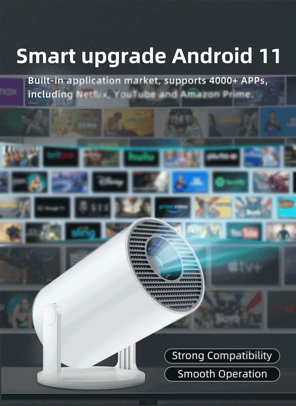 30000+ GAME Projectors 4K Android Portable Video Projector Bluetooth and Wifi Home Theater Support Netfli Youtub