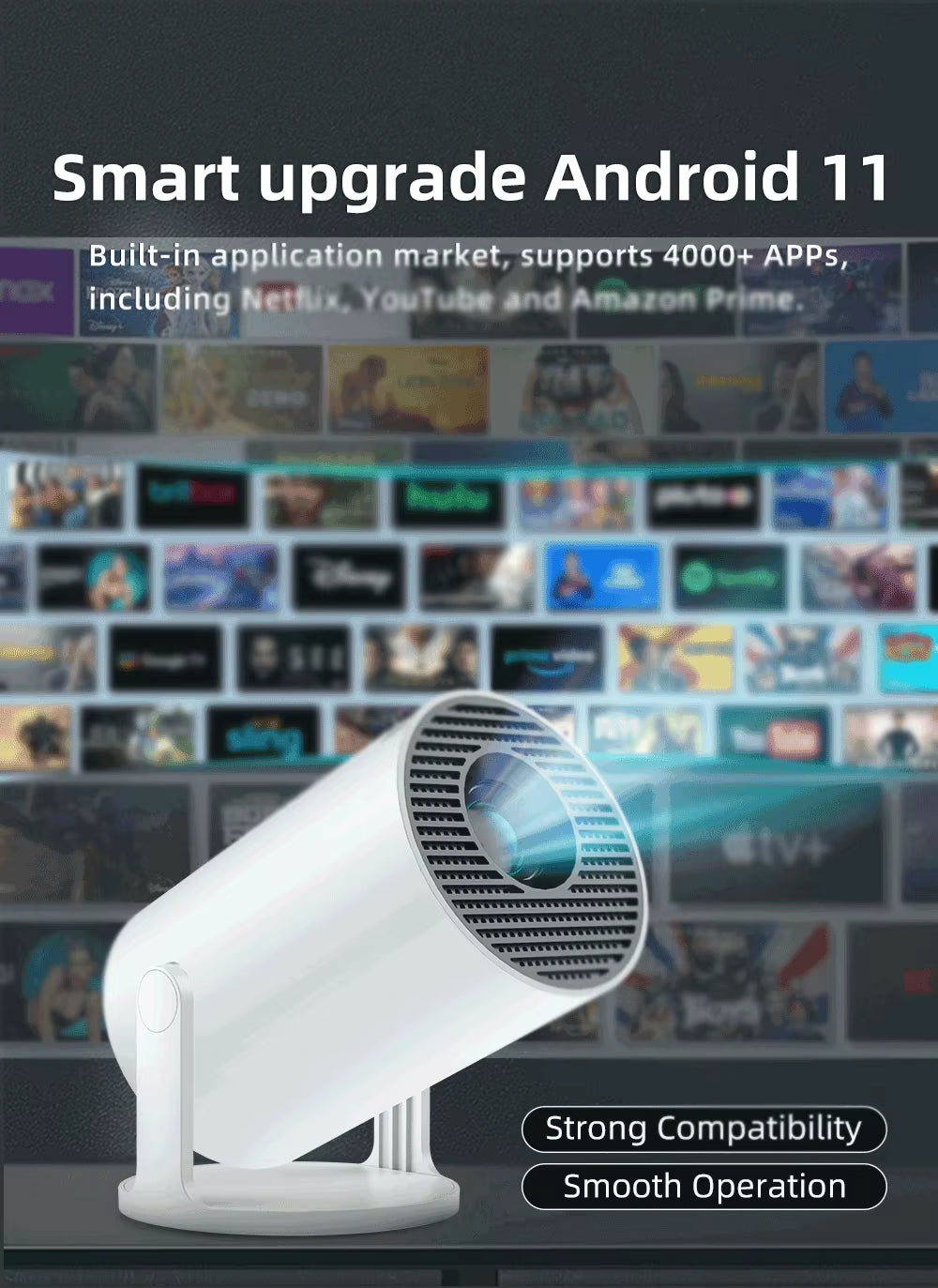 30000+ GAME Projectors 4K Android Portable Video Projector Bluetooth and Wifi Home Theater Support Netfli Youtub