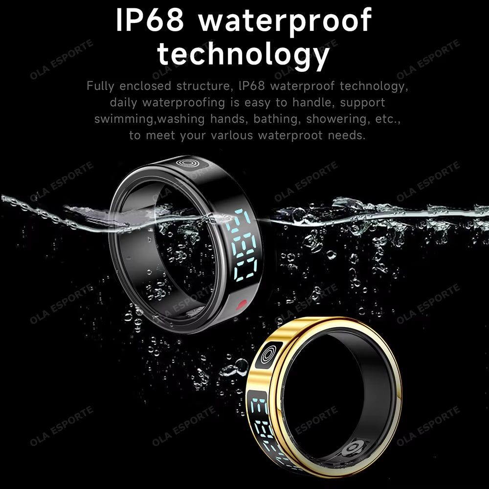 2025 Smart Ring LED Touch Display Screen Gesture Swipe Video Heart Rate Health Monitoring 5ATM Waterproof Smart Rings Men Women