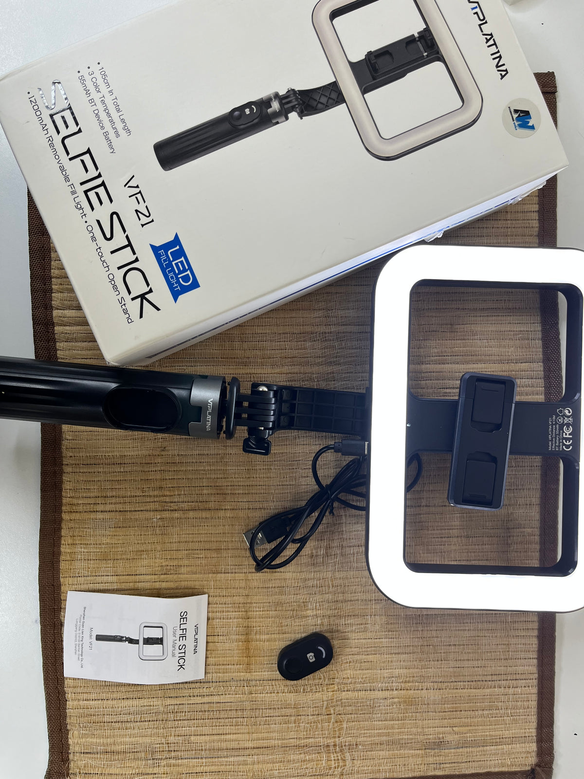 Ring light selfie stick portable