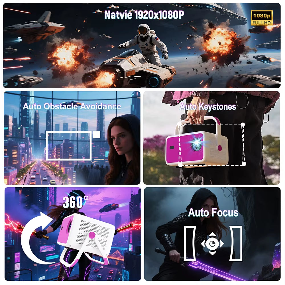 4K 1080P HD Projector 650 ANSI Auto Focus Android 11 H713 Wifi6 BT5.2 Portable Outdoor Video Smart Home Theater Projectors