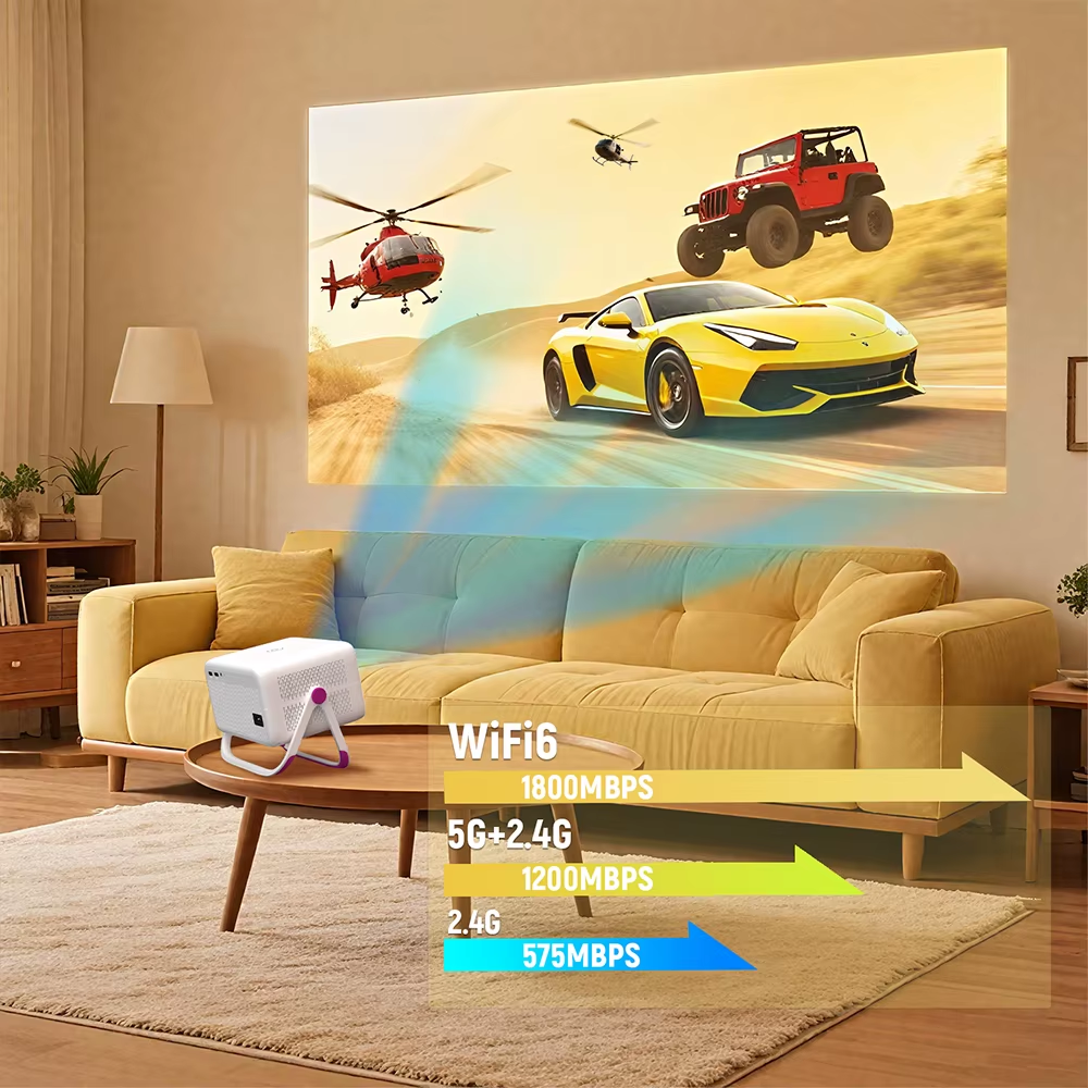 4K 1080P HD Projector 650 ANSI Auto Focus Android 11 H713 Wifi6 BT5.2 Portable Outdoor Video Smart Home Theater Projectors