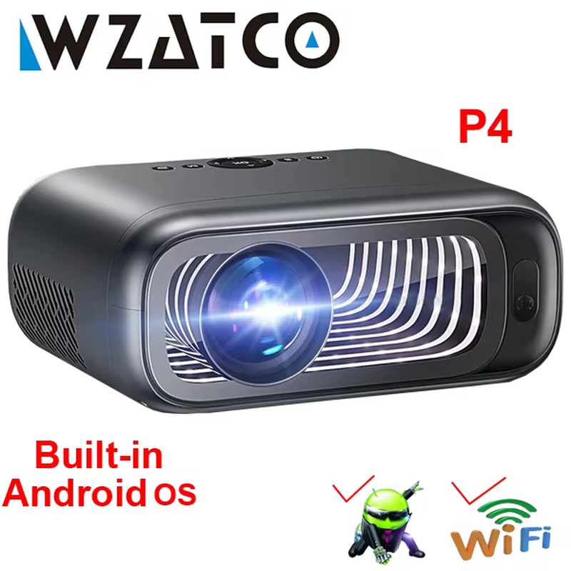 New P4 Smart Android Wifi Full HD 1080P Projector 4K Portable Projectors 3D Video Home Theater LCD Beamer Proyector