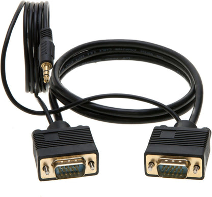 3FT SVGA + Audio Monitor Cable - Male to Male VGA to VGA 1080P for PC, Projector, Laptop, TV