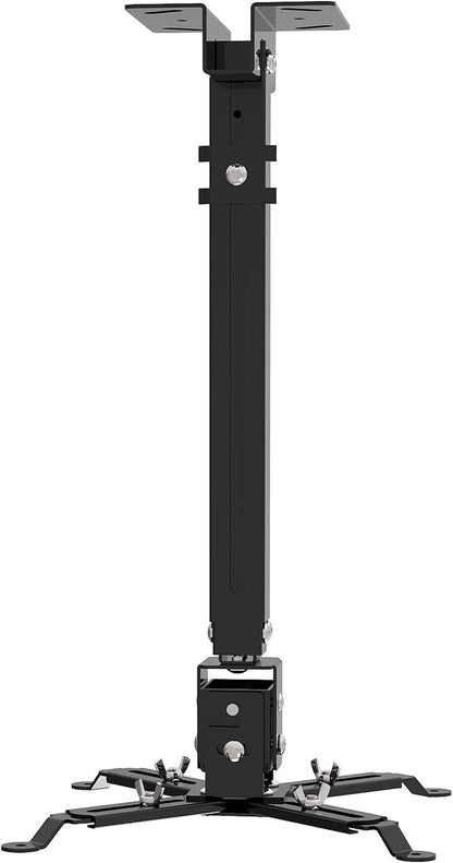 Projector Mount Wall or Ceiling Bracket with Adjustable Height and Extendable Arms Projection Mount for Different Size Projector(Black)